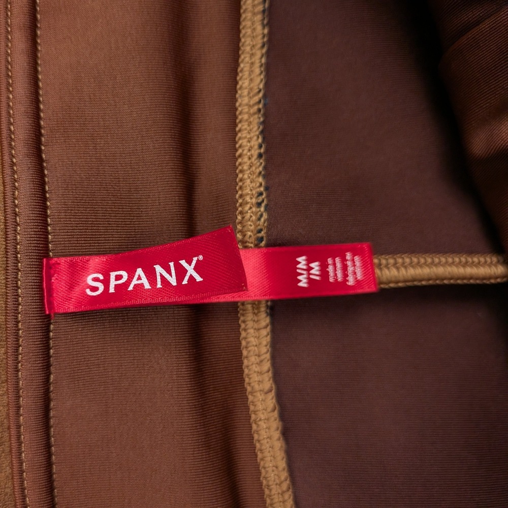 Spanx Leggings Rich Caramel Faux Suede Pull On Elastic Waistband Stretch Size M - Picture 3 of 11